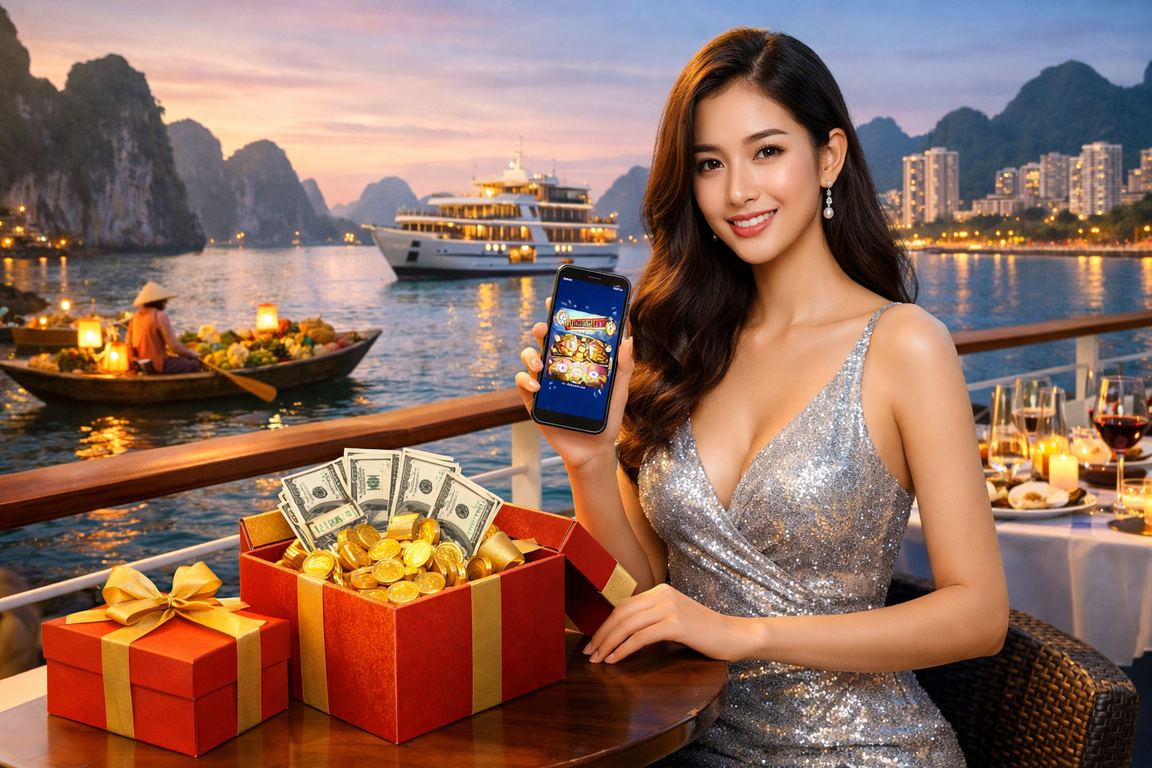 Thành viên VIP k25 quản lý tài khoản và kiểm tra quyền lợi trên điện thoại tại vịnh Hạ Long